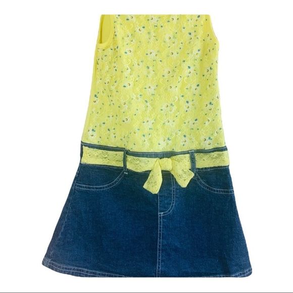 Girls Sz 6X Nannette Yellow Denim Dress - Picture 2 of 4